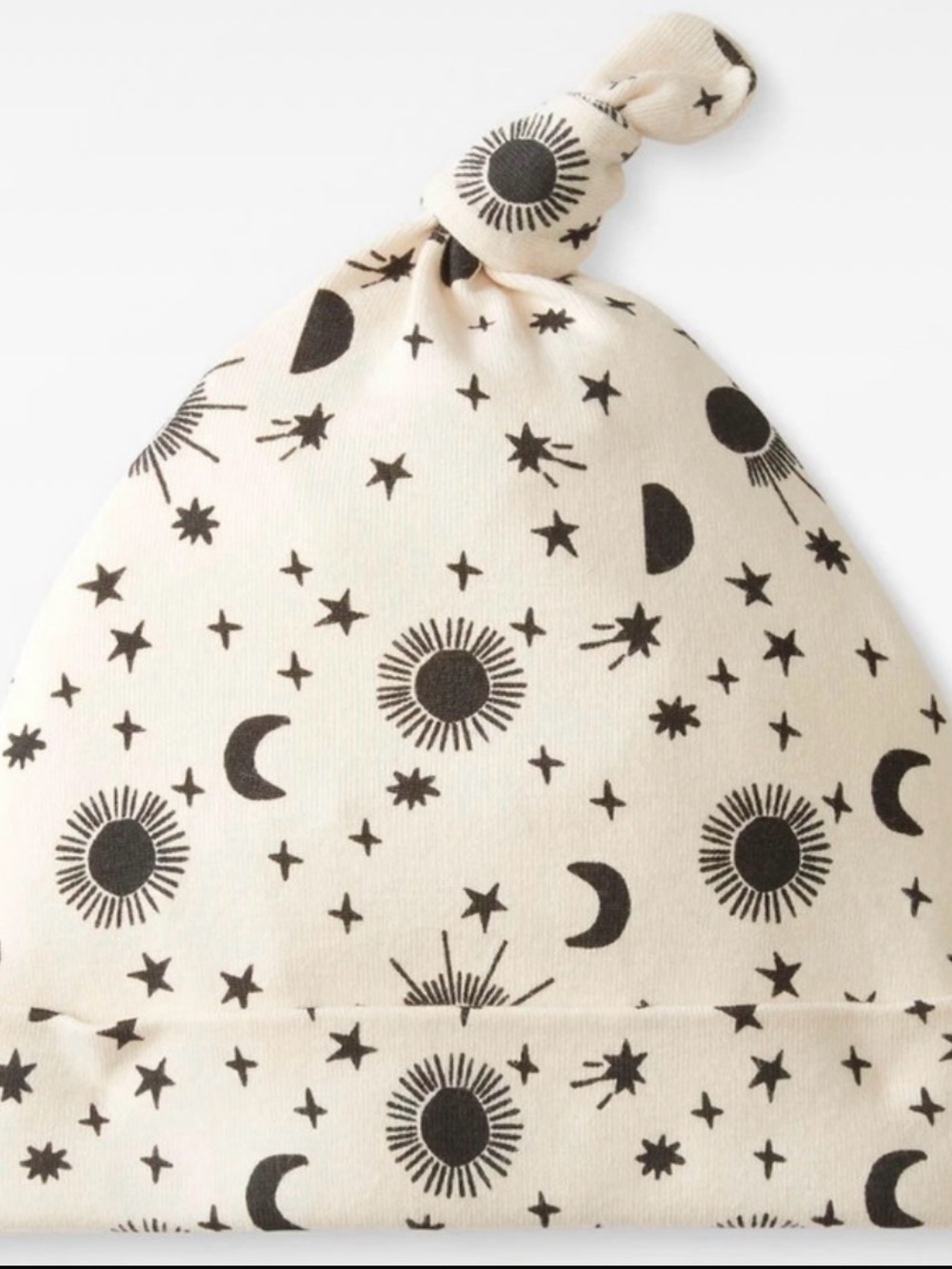 Hanna Andersson Cream Hat with Black Star & Moon Print